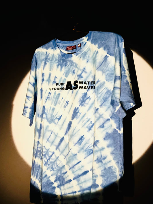“Pure as Waves” Tie-Dye T-Shirt – Ocean Blue Edition