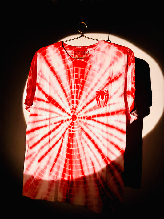 Spiderburst Tie-Dye T-Shirt - Red & White Web Edition 🕷️200GSM