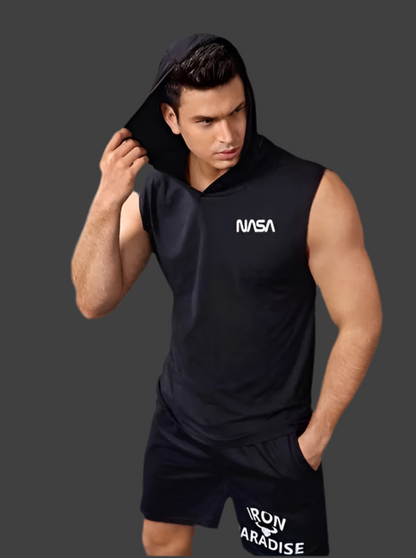 Men's Workout Hooded Tank Top Bodybuilding Gym Muscle Hoodies Vest Lightweight Fitness Athletic Sleeveless Shirt