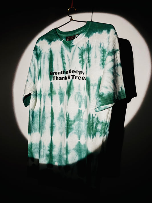 “Breathe Deep” Tie-Dye T-Shirt – Forest Green Edition